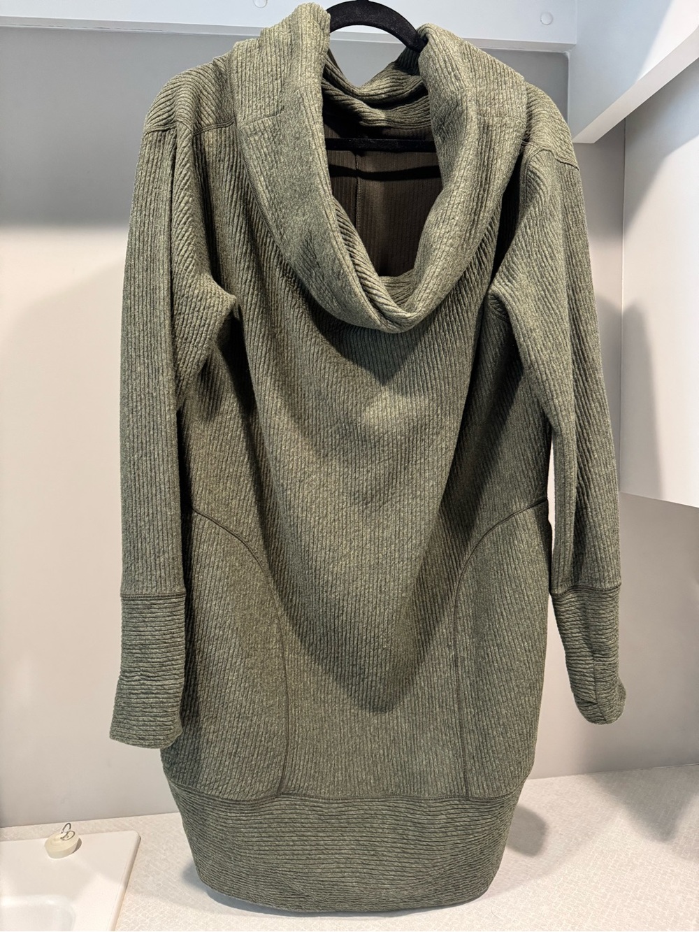 Lululemon Cozy Ribbed Hooded Sweater Dress - Olive Green